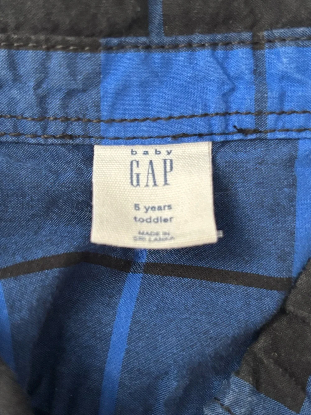 GAP Blue and Black Plaid Button-Down Shirt | 5Y